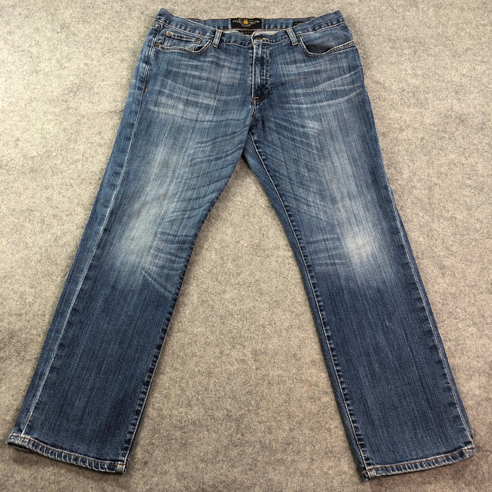 Lucky Brand 221 Original Straight Mens Jeans 36x30 Blue Premium Italian Denim